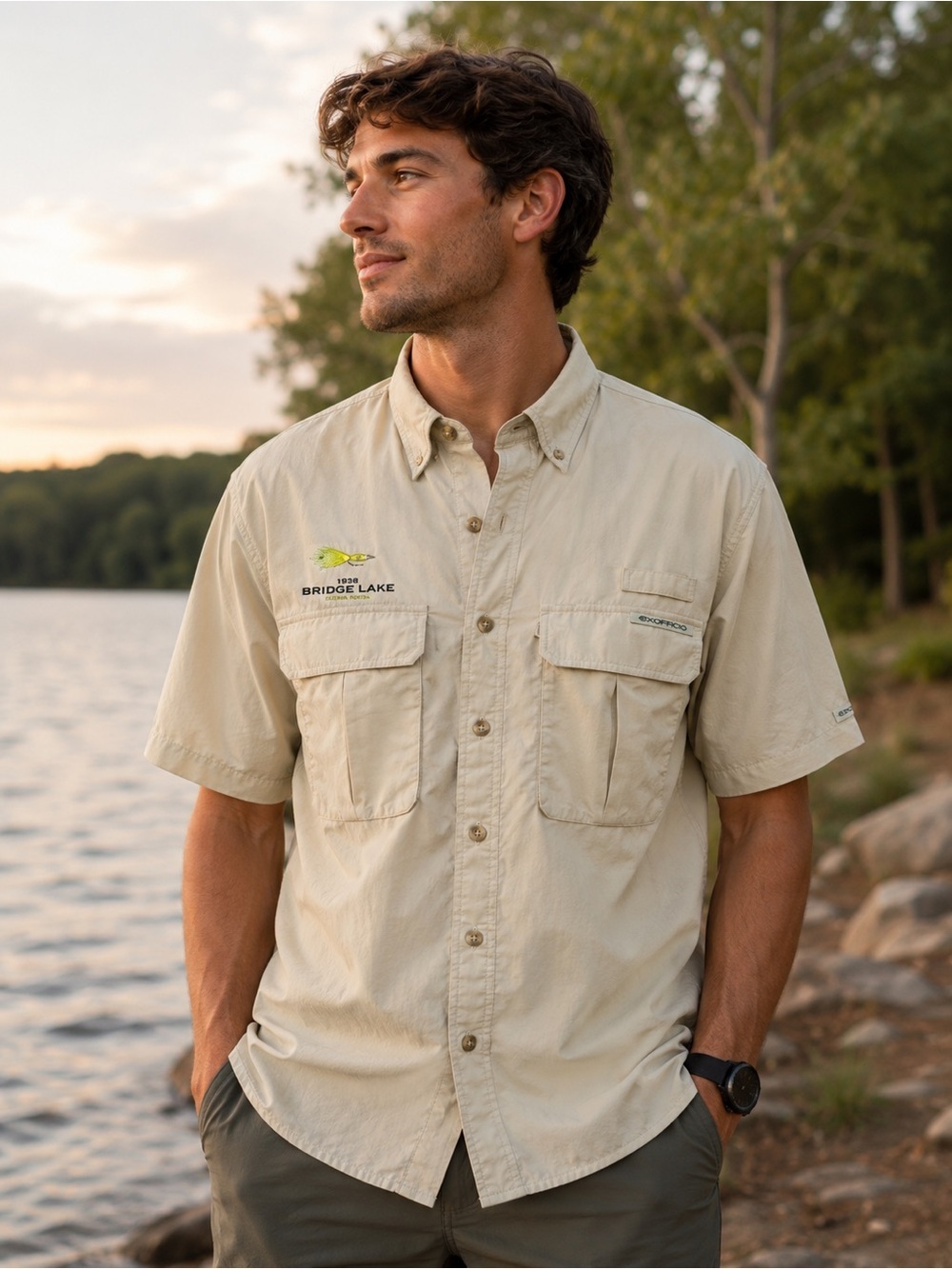 Exofficio Tan Short Sleeve Fishing Shirt Size M Lightweight Outdoor Gorpcore